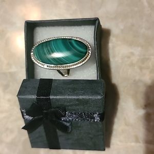 green malachite sterling silver ring